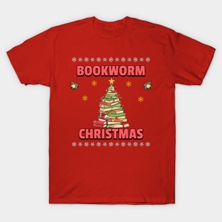 Bookworm Christmas Tree books T-Shirt